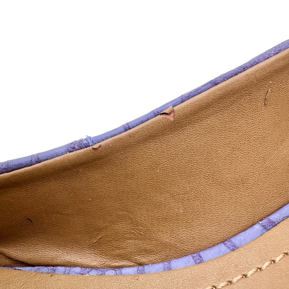 Masiero | Women | Lavender Croc Embossed Round Toe Leather Flats | Size 7 - Picture 10 of 11